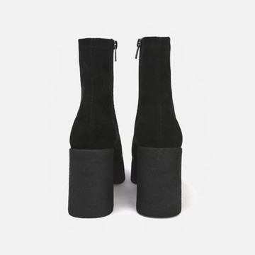 馬丁靴女粗跟2025新款春秋單靴瘦瘦靴增高方頭厚底防水臺高跟短靴