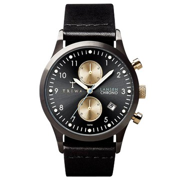 TRIWA  Lansen Chrono系列 北歐雅痞紳士時尚腕錶-黑/38mm
