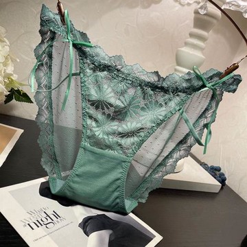 性感蕾絲內褲女士低腰時尚絲帶甜美少女學生底褲純棉襠褲頭