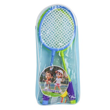 兒童羽毛球拍組 球拍 2個 + 羽球 + 軟球 438B  藍色  1組