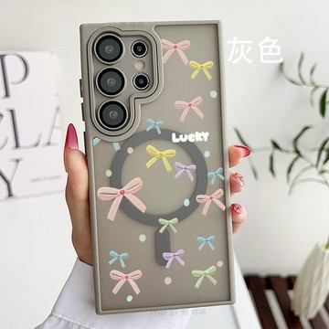 膚感磨砂手機殼 蝴蝶結絲帶磁吸保護殼 適用三星Galaxy A56 A36 A26 A55 A54 A16 S25防摔殼