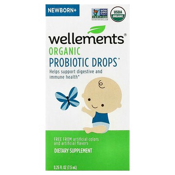 Wellements, 有機益生菌滴劑，新生兒+適用，0.25 液量盎司（7.5 毫升）