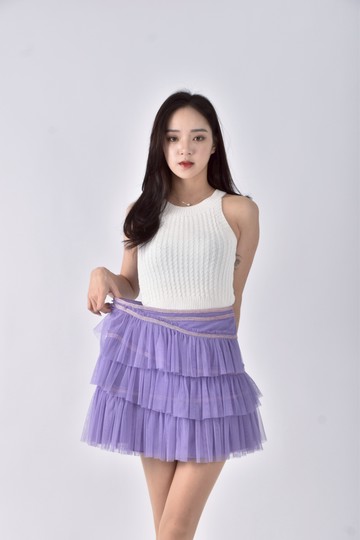 (M) huang shu chi蛋糕蓬蓬紫色短裙