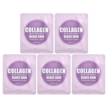 Lapcos, 深層膠原玻璃肌夜間美容面膜，4 片，每片 1.23 盎司（35 克）