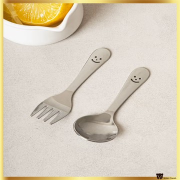 大創 [DAISO KOREA] 笑臉迷你甜點勺叉套裝 - 不銹鋼