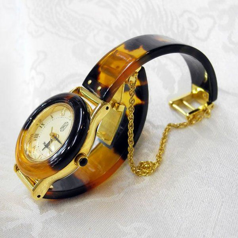 べっ甲 高級品 時計 丸型 長寿 縁起物