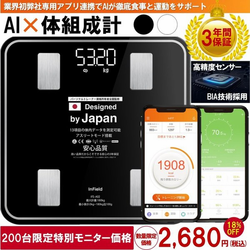 AI× 体組織計 体重計 ランキング 1位 スマホ連動 体脂肪計 高精度 体重/体脂肪率/水分率/基礎代 など13項目測定 を専用アプリに表示 InFITアプリと連動 通販 LINEポイント最大0.5%GET | LINEショッピング AI× 体組織計 体重計 ランキング 1位 スマホ連動 体脂肪計 高精度 体重/体脂肪率/水分率/基礎代 など13項目測定 を専用アプリに表示 InFITアプリと連動 通販 LINEポイント最大0.5%GET | LINEショッピング