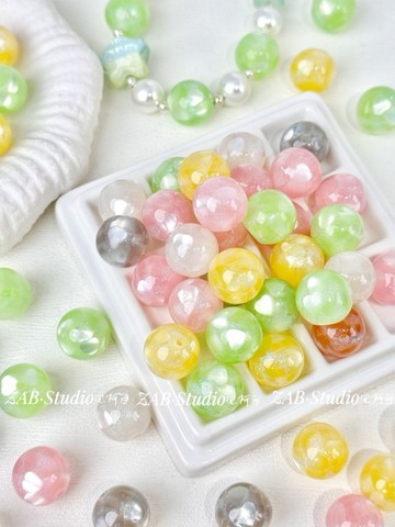 串珠手作💎 清新感細閃愛心亮粉樹脂圓珠diy手作串珠材料手鍊項鍊飾品配件 珠珠材料 串珠DIY  手作材料