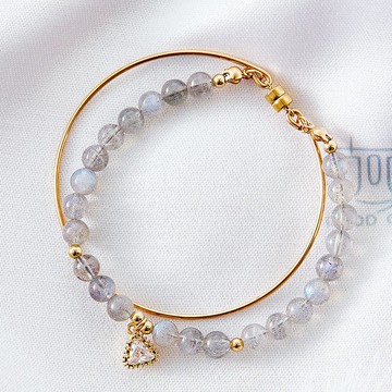 女人之石14K金拉長石鑲鑽手鍊(手扣式/非磁吸扣)(含開光)提升魅力