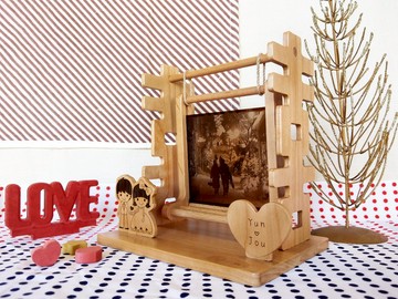 囍字鞦韆相框  - 立體浮雕照片 / 客製化刻字 -【Love系列】