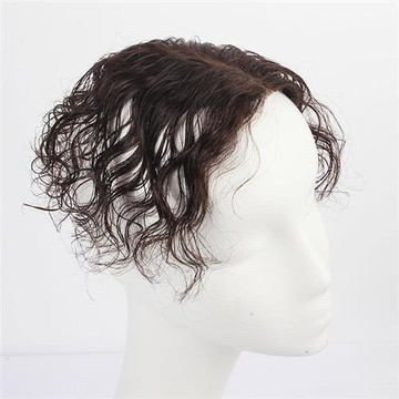 【米蘭精品】假髮片真髮絲-16cm短捲髮頭頂補髮女假髮2色73us27