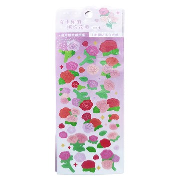 手帳貼紙 奇子你的繽紛花境 毫米級精雕圖案 耐操防水合成紙  玫瑰  1包