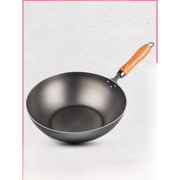 盧記廚具純鈦納米0涂層不粘鍋家用無涂層圓底炒鍋燃氣灶專用炒鍋