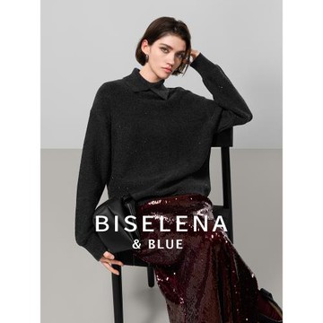 貝茜妮"簡約Row風"復古氣質翻領針織衫女2024冬季新款設計感上衣