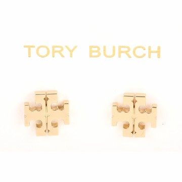 TORY BURCH Kira 雙T字母穿針式耳環(金色)