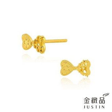 金緻品 黃金耳環 雙心蝴蝶結 0.19錢 5G工藝