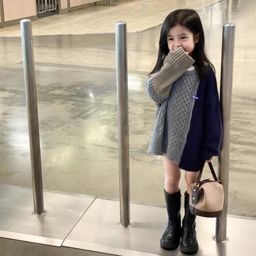 秋冬男童女童毛衣新款兒童洋氣針織衫潮女孩寶寶寬松長袖
