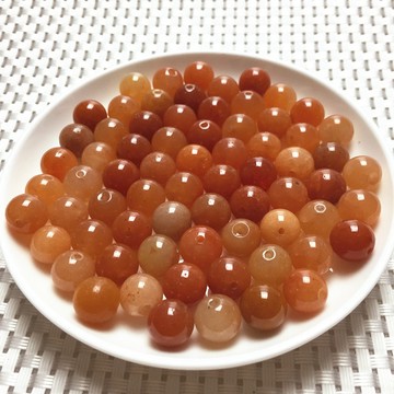 GF-串珠，隔珠 DIY材料4-10㎜紅東陵散珠玉器石英岩圓珠飾品DIY規格齊全散珠串珠廠家批