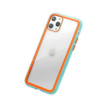 iPhone 11 Pro Max 殼 出挑雙色玻璃殼iPhone 11 Pro Max 手機殼 i11 Pro Max 保護殼 絕佳手感 玻璃殼 軟邊硬殼 (復古藍橘)