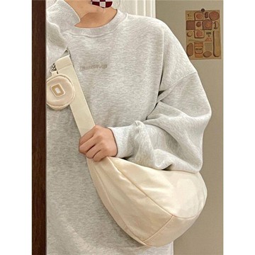 側背包 G140女日系百搭斜挎包 包包 斜背包 休閒大容量帆布包夏季 上課包 斜背包 通勤包 尼龍半月包 帆布包