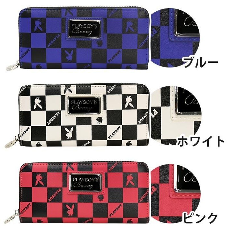 長財布 PLAYBOY プレイボーイ 財布 フラッグチェック ラウンド  