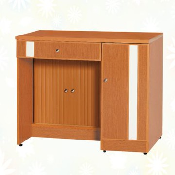 文創集-南亞塑鋼     曼尼  南亞塑鋼3尺單開門單抽下捲簾拉門低書桌-90.5x60.8x76cm免組