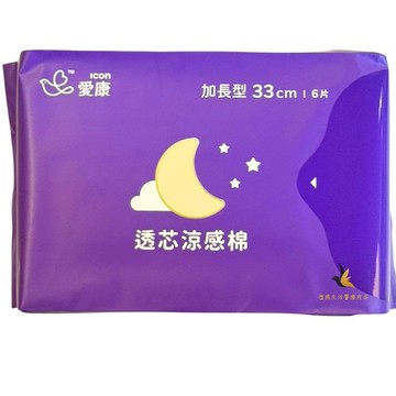 【現貨可刷卡超取】<原廠公司貨>愛康衛生棉 透芯涼感棉 加長型33cm(6片) 愛康透芯涼感棉衛生棉