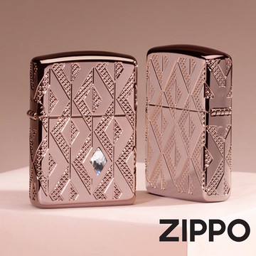ZIPPO  玫瑰金幾何菱形水晶(加厚版)防風打火機 Armor加厚版 官方正版 現貨 限量 禮物 終身保固 49702