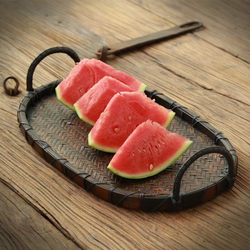 木善竹編茶盤家用托盤 竹制茶盤 竹餐盤 竹編果盤竹編果碟 零食盤