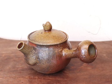 日本備前燒 急須茶壺 壺上壺 (Sangiri 三切燒) k1-105