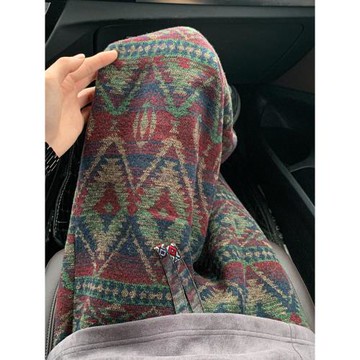 假兩件針織短褲男款夏季民族風提花設計感七分褲子寬松闊腿休閑褲