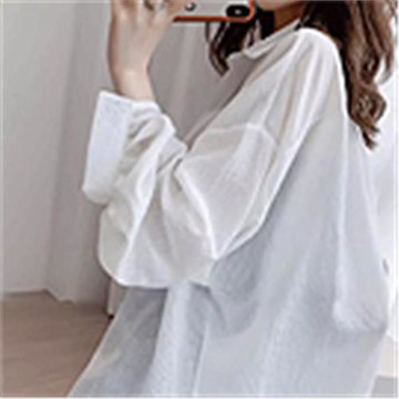 【Decoy】法式百搭 薄款微透雪紡襯衫罩衫外套/顏色可選