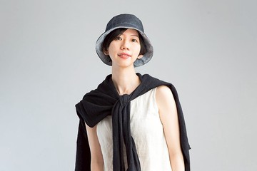 水藍仿麻配深藍牛仔雙面戴漁夫帽  | 仿麻布系列 | 清新