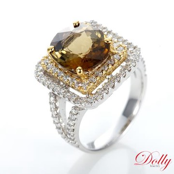 Dolly 14K金 天然碧璽4克拉鑽石戒指
