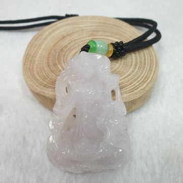 逸品軒～天然緬甸玉A貨-Z6510-冰糯龍鳳九天玄女墜子長49.8mm寬35.8mm厚10.9mm