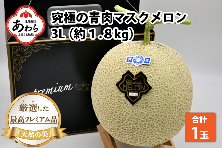 《最高級メロン》 究極の青肉 マスクメロン 3L×1玉（約1.8kg）／ 期間限定 果物 フルーツ 産地直送 ※2024年7月上旬より順次発送