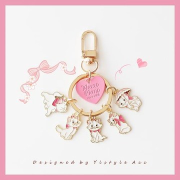 可愛卡通瑪麗貓愛心吊牌Airpods掛件鑰匙扣U盤防丟包包掛件配飾