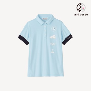 【and per se】女款淺藍色吸濕快乾UV防護透氣清爽POLO衫 DLT206V2