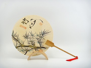 手繪古典圓扇- 竹心 相思