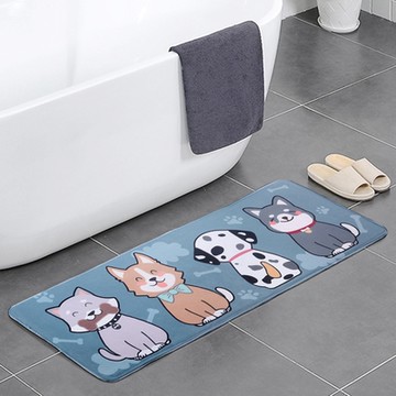 半島良品 吸水地墊 法蘭絨地墊  短絨地墊 地毯腳踏墊門墊  門口廚房浴室 萌汪汪 45*120cm