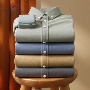 【一體絨】復合磨毛牛津紡保羅冬款加絨男士長袖襯衫全棉純色襯衣