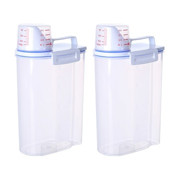 葉子小舖 量杯密封罐 2L 密封防潮米桶 2個  透明