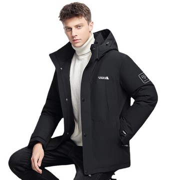 [米蘭精品] 真羽絨90%白鴨絨羽絨外套羽絨衣夾克-連帽拼色加厚戶外防寒保暖男外套3色74df6