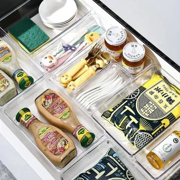 【Upton百貨】透明抽屜收納盒套 桌面收納盒 梳妝檯 化妝品收納盒 雜物整理 首飾收納 小物收納