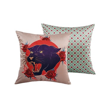 ARTISPACE復古玫瑰豹頭雙面用抱枕/靠墊套