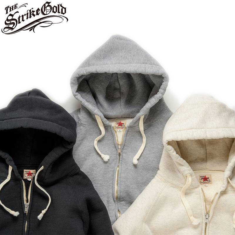 SGC004】 ストライクゴールド LoopWheel FullZip SweatParka 吊り編みフルZIPスウェットパーカー プレーン The  Strike Gold（ブラック×S） | LINEブランドカタログ