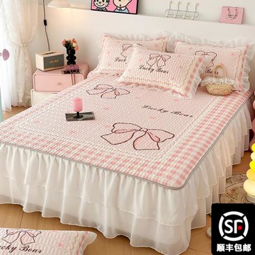 25新款夏季公主風加厚乳膠涼席三件套夏天可機洗床裙款冰絲軟席子