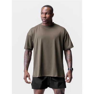 ASRV速干圓領t恤男士歐美寬松大碼純色健身衣服透氣夏季運動短袖