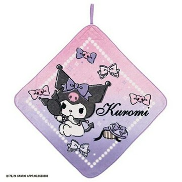 小禮堂 Sanrio 三麗鷗 酷洛米 方形擦手巾 丸真毛巾 (藍大頭滿版款)