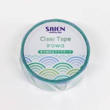 【日本 SAIEN】irowa 可手撕透明膠帶- 15mm 青海波